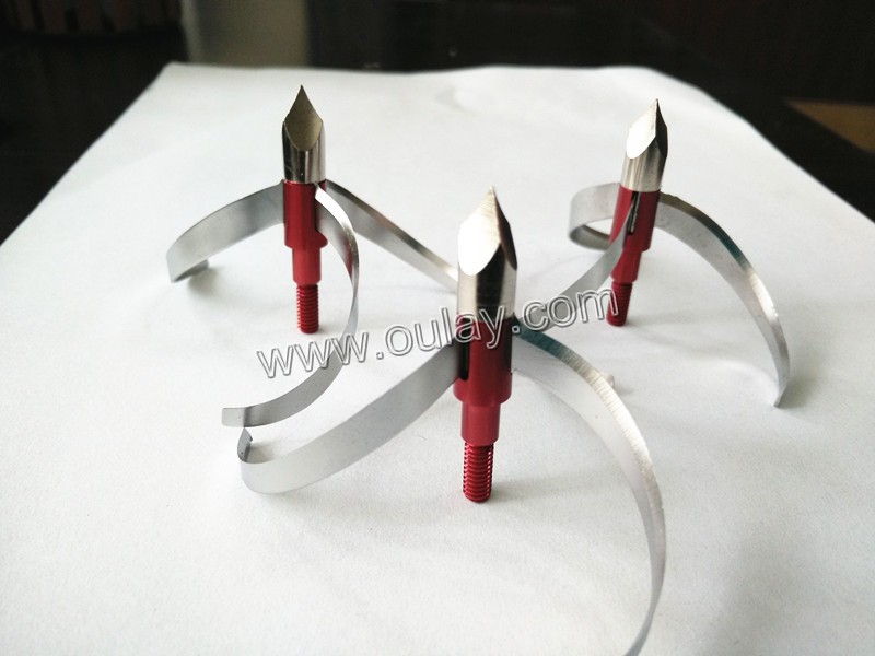 Silver broadheads with three Chisel Tips